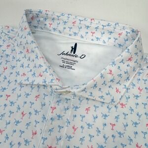 Johnnie-O Featherweight Polo Shirt Mens XL White Pin Up Martini Glass $110 NWT